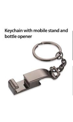 KEYCHAIN WITH MOBILE STAND AND BOTTLE OPENER